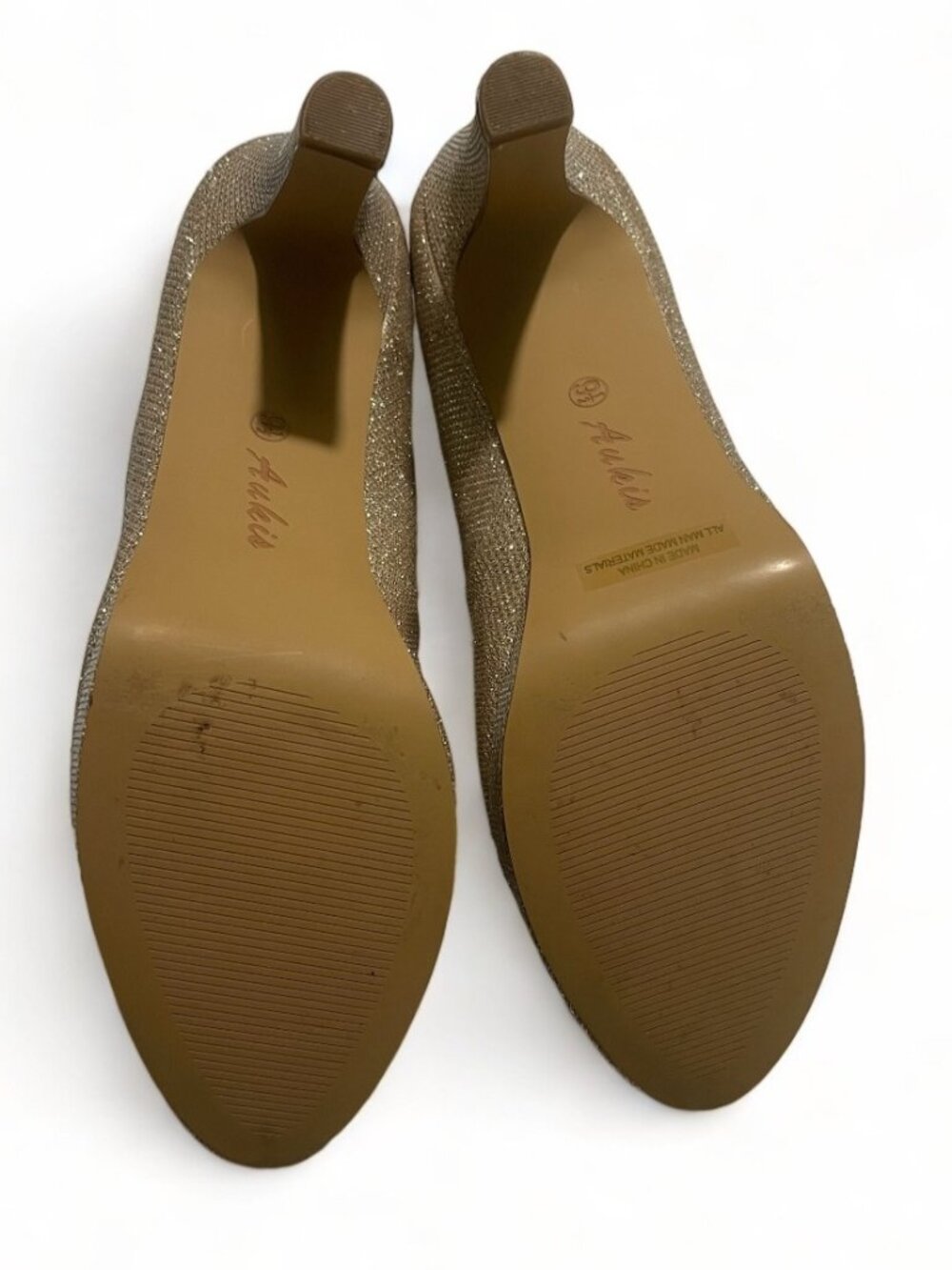 Aukis Women's Sparkly Gold High Heels - Size 9.5 - Picture 9 of 14